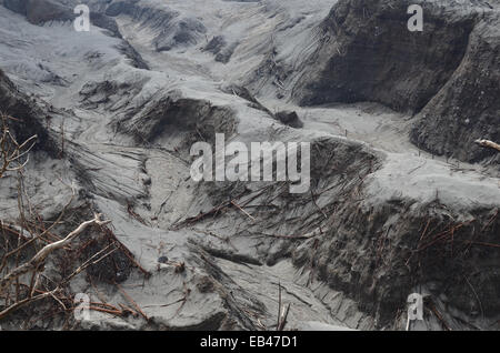 Der Natur neue Landschaft, erstellt durch den Ausbruch des Mount Kelud, füllt ein Meer aus Sand Schluchten Stockfoto