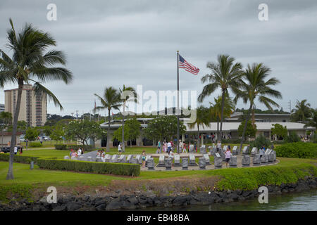 Waterfront-Denkmal für 52 u-Boote verloren in WWII, USS Bowfin u-Boot Museum, Pearl Harbor, Honolulu, Oahu, Hawaii, USA Stockfoto