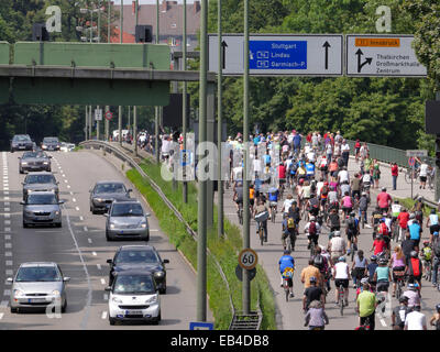 München, Deutschland: 3. August 2014 BR Radltour Bike Fahrrad Zyklustag Veranstaltung Deutschland. Dies ist eine jährliche Sportveranstaltung, organisiert von Bavari Stockfoto