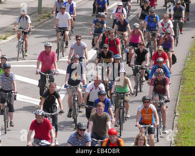 München, Deutschland: 3. August 2014 BR Radltour Bike Fahrrad Zyklustag Veranstaltung Deutschland. Dies ist eine jährliche Sportveranstaltung, organisiert von Bavari Stockfoto