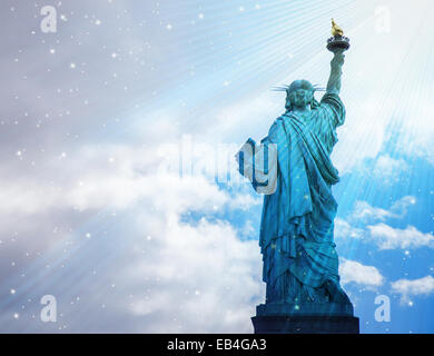 Rückansicht der Freiheitsstatue in New York City Stockfoto