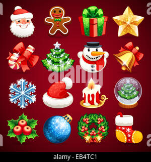 Satz von Weihnachts-Icons Stockfoto
