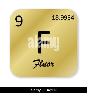 Schwarzen Fluor Element, französische Fluor in goldene quadratische Form, die in weißen Hintergrund isoliert Stockfoto