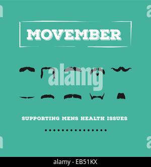 Movember Werbung Vektor mit Text und Grafik Stock Vektor