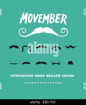 Movember Werbung Vektor mit Text und Grafik Stock Vektor