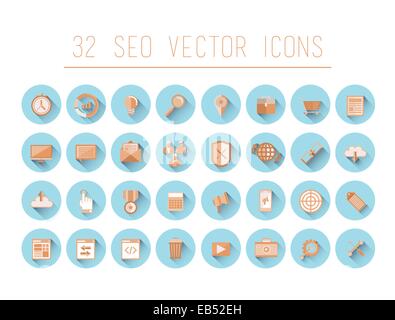 SEO und Business Icons auf blaue Kreise Stock Vektor