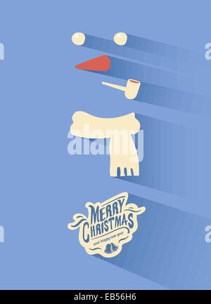 Frohe Weihnachten-Vektor mit Schneemann Stock Vektor