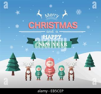 Frohe Weihnachten-Vektor mit Gruß Stock Vektor