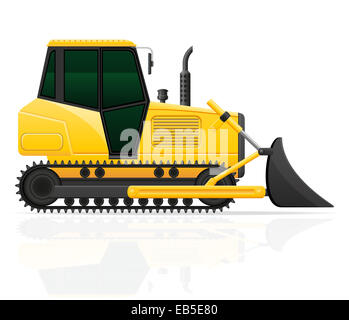 Caterpillar Traktor mit Schaufel Vordersitze Illustration Vektor-Illustration isoliert auf weißem Hintergrund Stockfoto