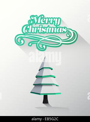 Frohe Weihnachten-Vektor mit niedlichen Baum illustration Stock Vektor