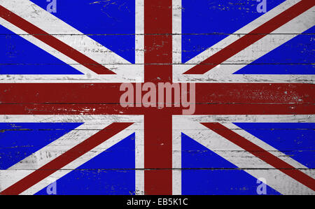 Britische Flagge gemalt auf einem Holzbrett Stockfoto