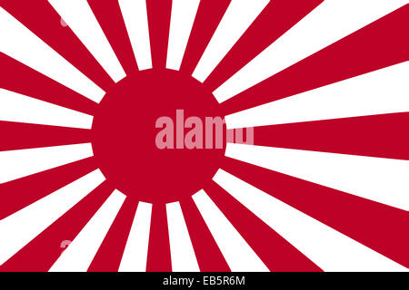 Die aufgehende Sonne japanische Flagge in rot und weiß Stockfoto