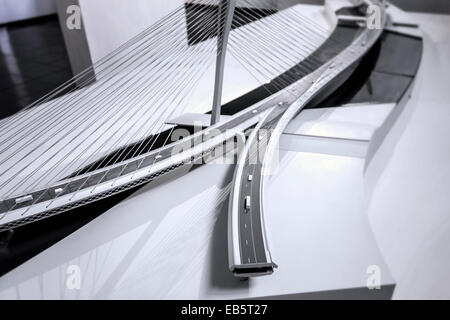 Die Schrägseilbrücke Doppelstock-Modell / Viadukt genannt Lange Wapper Projekt für Antwerpen, Belgien Stockfoto