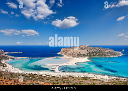 Die unglaubliche Schönheit der Balos Lagune mit Kappe Tigani in Kreta, Griechenland Stockfoto