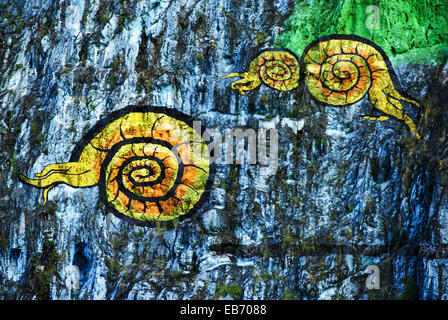 Mural De La Prehistoria (Vorgeschichte) von Leovigildo Gonzalez, Viñales-Tal, Pinar del Río, Kuba Stockfoto