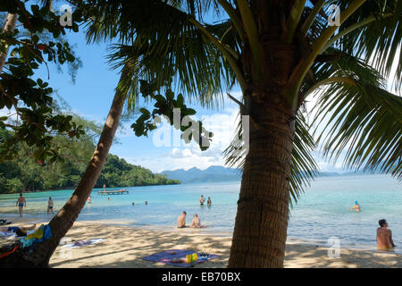 Koh Wai, Thailand. 27. November 2014. Vor allem russische Touriststs am Paradise Beach, Koh Wai. Hunderte besuchen täglich, aber nur wenige bleiben über Nacht auf dieser Insel. Touristenzahlen nach unten vom traditionellen Besucherländer, aber aus China und Russland zu erhöhen. Herr Ministerpräsident, ein Mann des Militärs nach dem Putsch, eingefügt angekündigt, dass Wahlen nicht bis 2016 stattfinden können. Bildnachweis: Paul Quayle/Alamy Live-Nachrichten Stockfoto