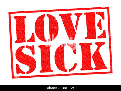 LOVE SICK roten Stempel auf einem weißen Hintergrund. Stockfoto