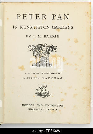 Frontispiz der Erstausgabe von Peter Pan in den Kensington Gardens von JM Barrie von Hodder and Stoughton 1906 veröffentlicht Stockfoto