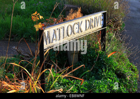 Cast Iron County Council Name Platte Lage am Anfang der Straße. Eine sehr angenehme Straße in einer guten Lage N.Hykeham Stockfoto