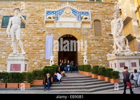 Palazzo Vecchio, Piazza della Signoria Platz, Florenz, Toskana, Italien Stockfoto