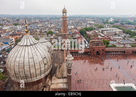 Blick auf die Jama Masjid-Moschee in New Delhi Indien Stockfoto