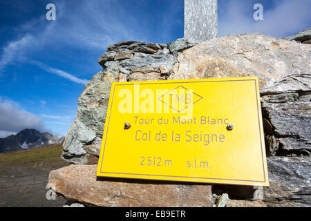 Der Col De La Seigne auf die Tour de Mont Blanc. Stockfoto