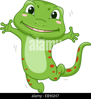 Abbildung mit einem Gecko springen in Glee Stockfoto