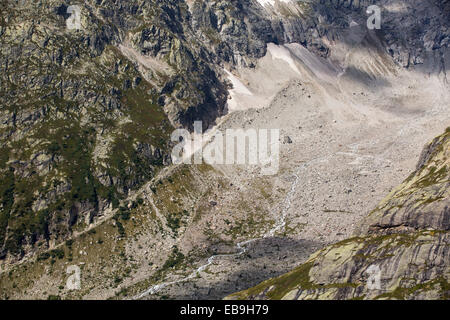 Die schnell zurückweichenden Gletscher de Pre de Bar im Mont-Blanc-Massiv, Italien. Stockfoto