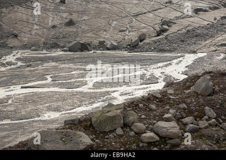Die schnell zurückweichenden Glacier d' Orny über dem Val Ferret in den Schweizer Alpen. Stockfoto
