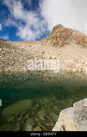 Ein Schmelzwasser See an der Seite der schnell zurückweichenden Glacier d' Orny über dem Val Ferret in den Schweizer Alpen. Stockfoto