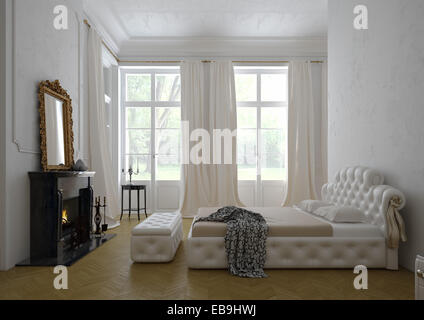 moderner Luxus Schlafzimmer Innenraum. 3D-Rendering Stockfoto