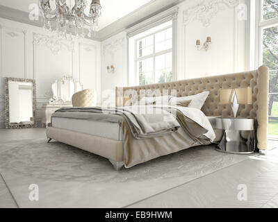 Interieur aus einem klassischen Stil Schlafzimmer in Luxus-Villa. 3D-Rendering Stockfoto