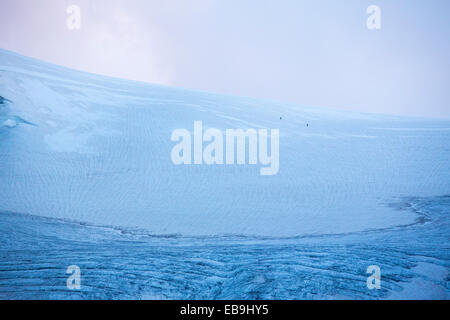 Bergsteiger auf die schnell zurückweichenden Glacier D' Orny über dem Val Ferret in den Schweizer Alpen. Stockfoto