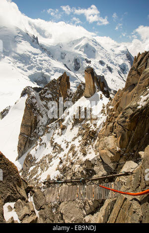 Spezialist für Bauarbeiter einen Erweiterungsbau auf der Aiguille Du Midi über Chamonix, Frankreich. Stockfoto