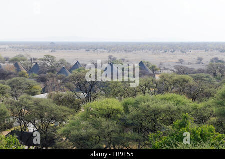 Hütten in Okaukuejo Rest Camp, Etosha Nationalpark, Okaukuejo, Kunene Region, Namibia Stockfoto