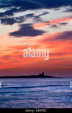 Dawn Himmel über Coquet Island Tölt von der Meer-Northumberland-England Stockfoto