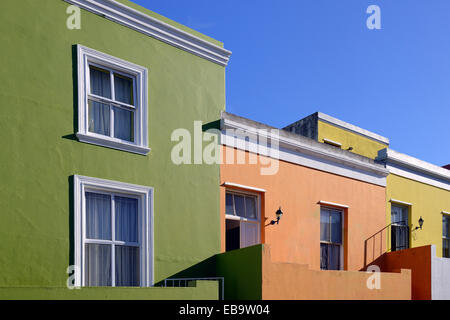 Bunte Häuser in Malaiisch-muslimischen Viertel, Bo-Kaap, Kapstadt, Western Cape, Südafrika Stockfoto