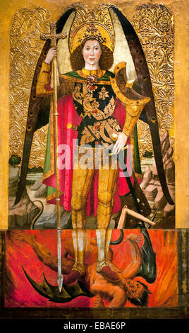 St. Michael (Kirche von Santa Maria del Pi, Barcelona) 1455 Jaume Huguet (1412 – 1492) Spanien spanische mittelalterliche gotische Kunst Stockfoto