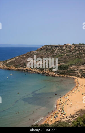 Atemberaubenden Blick auf Sandstrand Ramla Bay im nördlichen Teil der Insel Gozo, einer der beliebtesten Strände in Malta Stockfoto