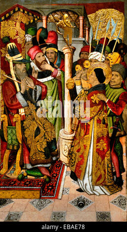 Saint Vincent vor Dacian (Kirche von Sant Vicenç de Sarrià) 1455 Jaume Huguet (1412 – 1492) Spanien spanische mittelalterliche gotische Kunst Stockfoto