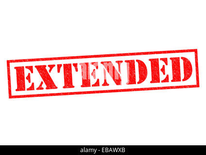 ERWEITERTE rote Stempel auf einem weißen Hintergrund. Stockfoto