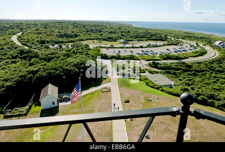 Montauk Point, New York, USA - 12. August 2011: Eine Luftaufnahme von Montauk Point State Park aus der Montaulk Leuchtturm. Stockfoto