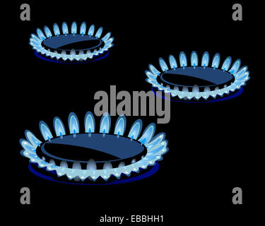 Flammen Gasherd im Dunkeln Stockfoto