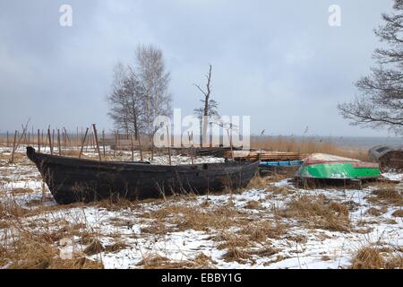 Boote im winter Stockfoto