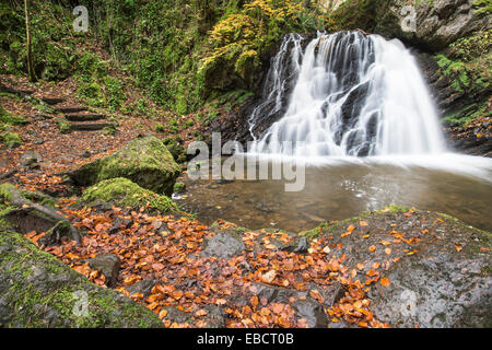 Wasserfall in der Fairy Glen auf der Black Isle of Scotland. Stockfoto