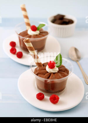 Mousse au Chocolat. Rezept zur Verfügung. Stockfoto