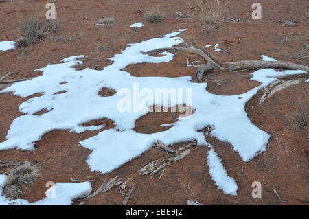 Schnee auf dem Boden, Monument Valley, Arizona. Stockfoto