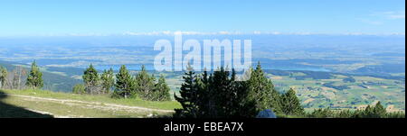 Anzeigen der Alpen vom Chasseral montieren im Jura-Gebirge von schönen Sommertag, Schweiz Stockfoto