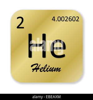 Schwarzen Helium Element in goldene quadratische Form, die in weißen Hintergrund isoliert Stockfoto