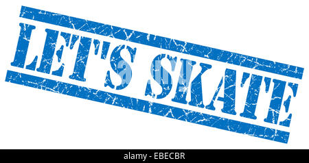 Skate blauen quadratischen Grunge strukturierte isoliert Stempel können Stockfoto